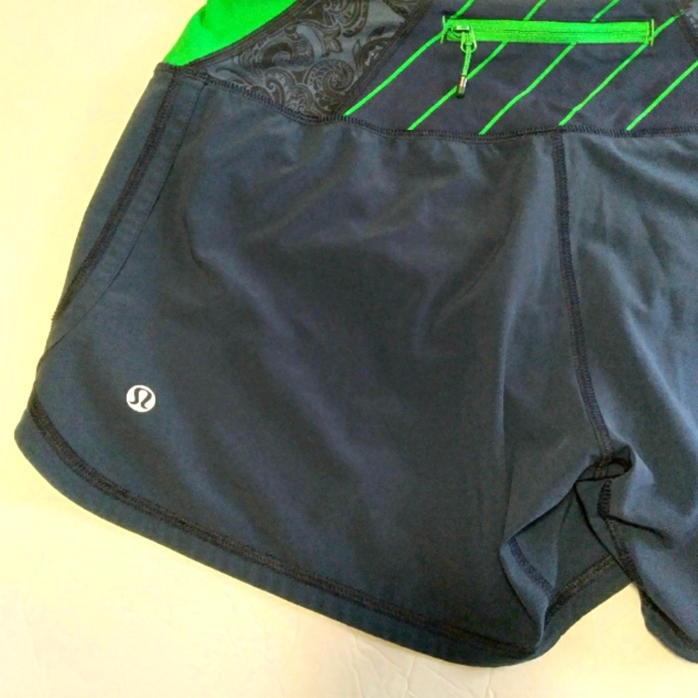 Lululemon Speed Runnig Shorts Secure Back Pocket Lined High-rise Navy Paisley - Picture 5 of 11